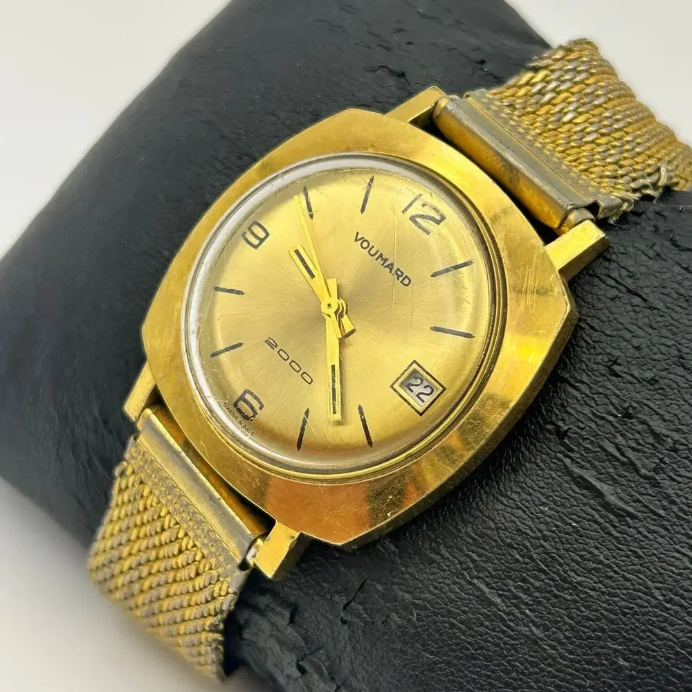 Vintage Gold-tone Voumard 2000 Swiss-made Mechanical Watch Working New Battery